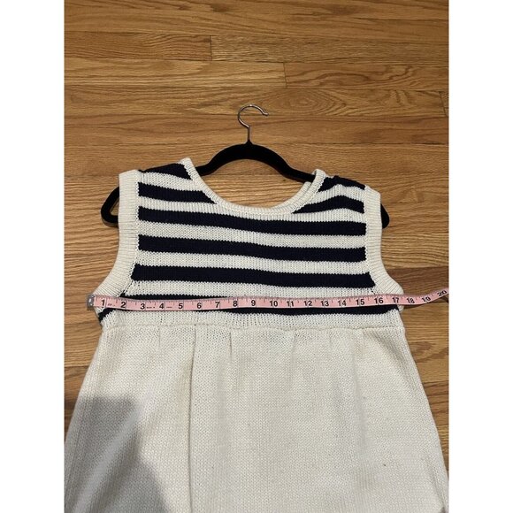 Sleeveless Sweater Dress Size Medium Knit Tunic Wool Blend White And Blue Stripe - Picture 6 of 14